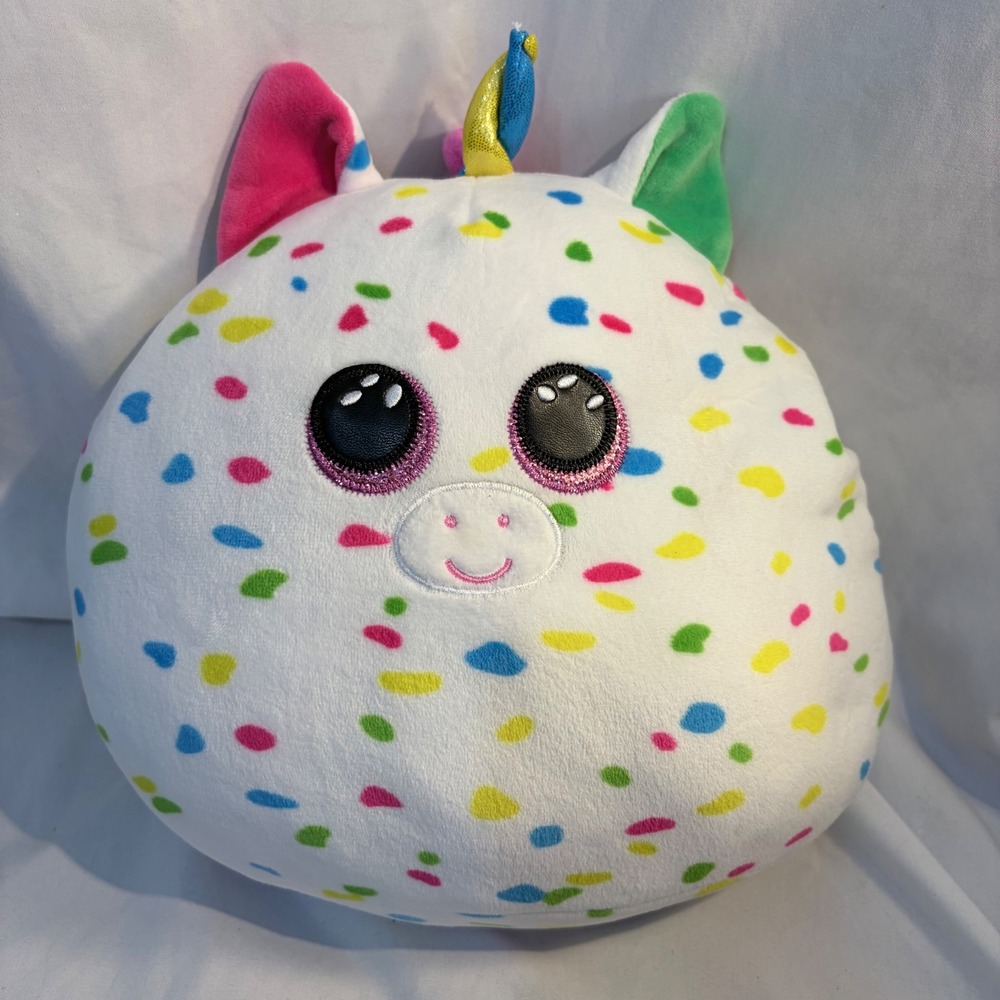 Ty Squish‎ Harmonie Unicorn Plush Rainbow Confetti Soft Pillow Stuffed Animal